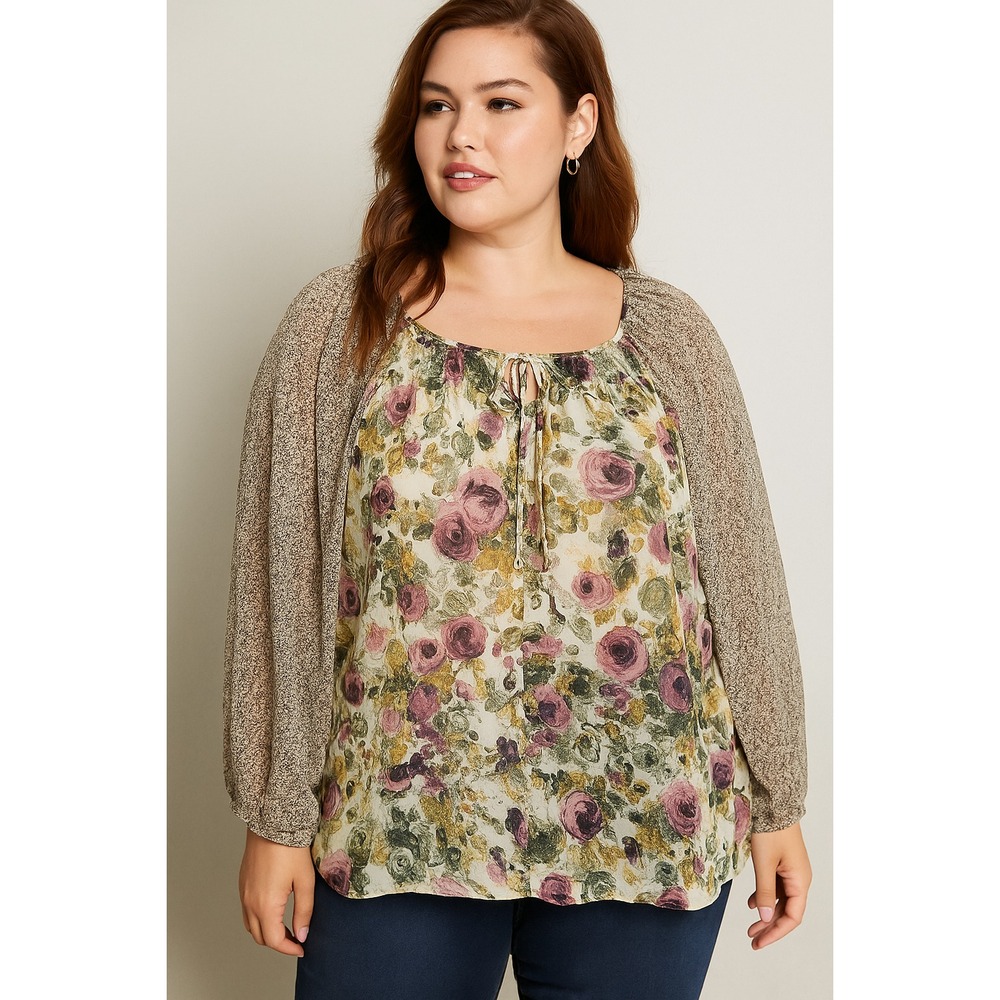Boho Floral Peasant Blouse Women's Medium |‎ Vintage Cottagecore Fairycore Chic
